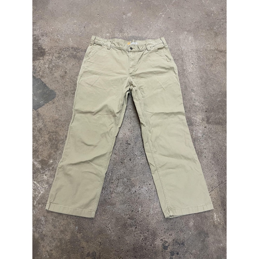 Carhartt Pants Mens 38x30 Beige Rugged Flex Relaxed Fit Canvas Carpenter 102291